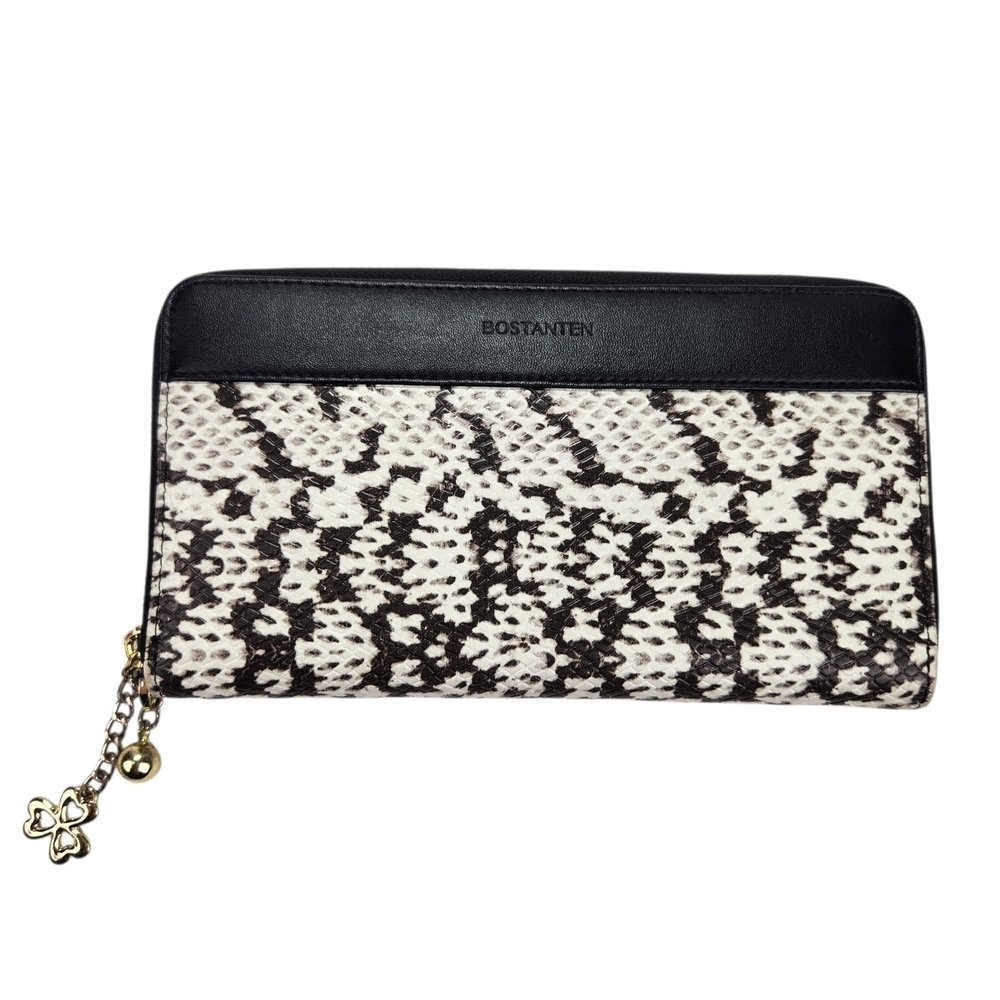 Bostanten Women’s Genuine Leather Wallet Snake-Print Clutch Zip Around Charm